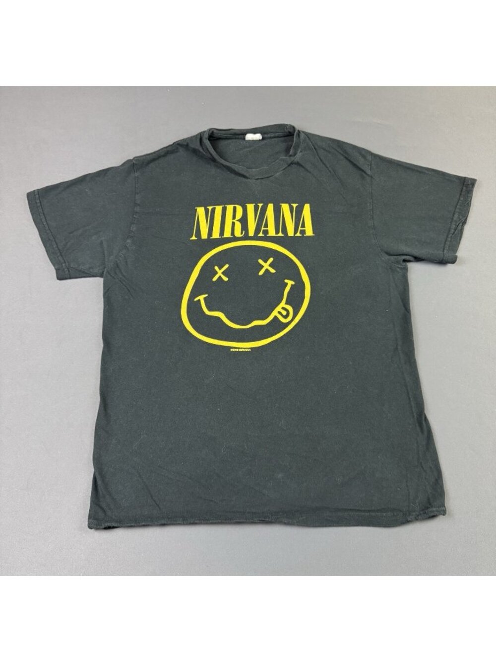 Rare Vintage Y2K Nirvana Smiley Punk Grunge Tour Concert Promo Black Shirt